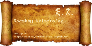 Rocskay Krisztofer névjegykártya